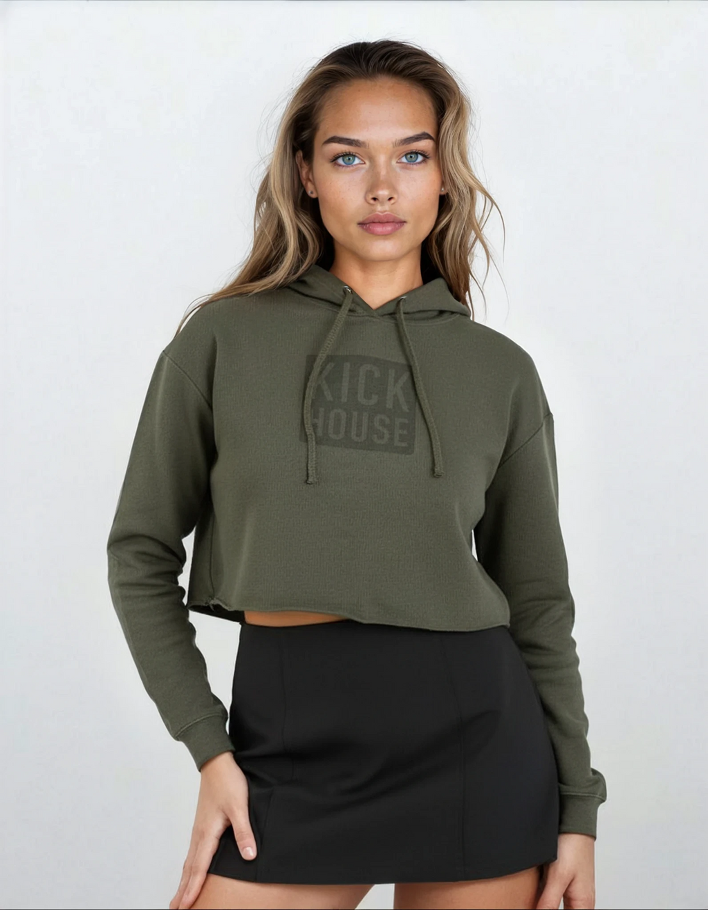 Stacked Logo Cropped Hoodie Kickhouse Boxing