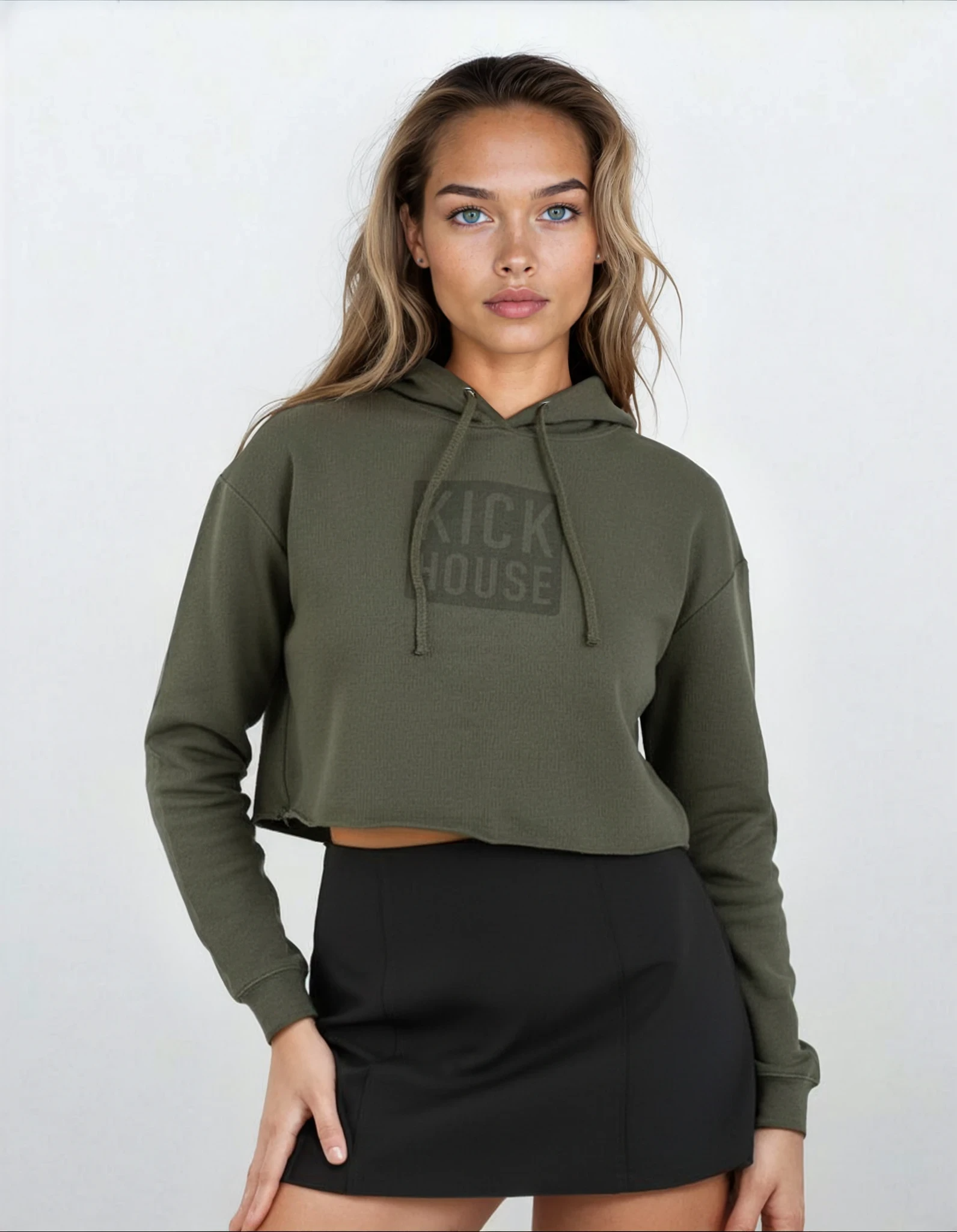 Stacked Logo Cropped Hoodie Kickhouse Boxing