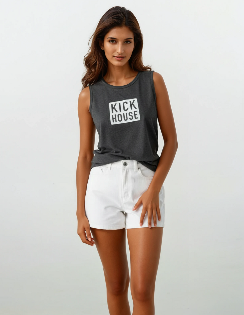 Stacked Logo Women's Flowy Muscle Tank Kickhouse Boxing