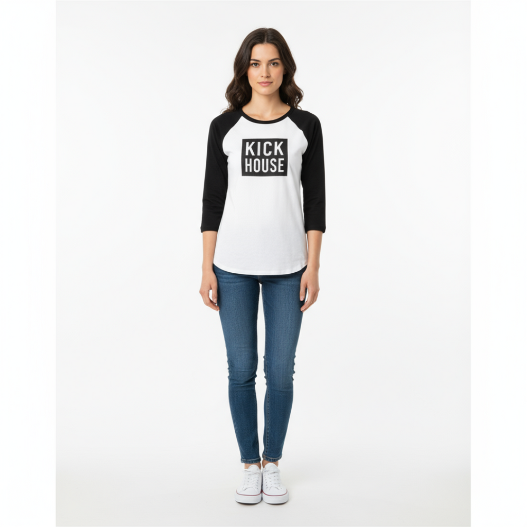 Ladies 3/4 Sleeve Raglan Kickhouse Boxing