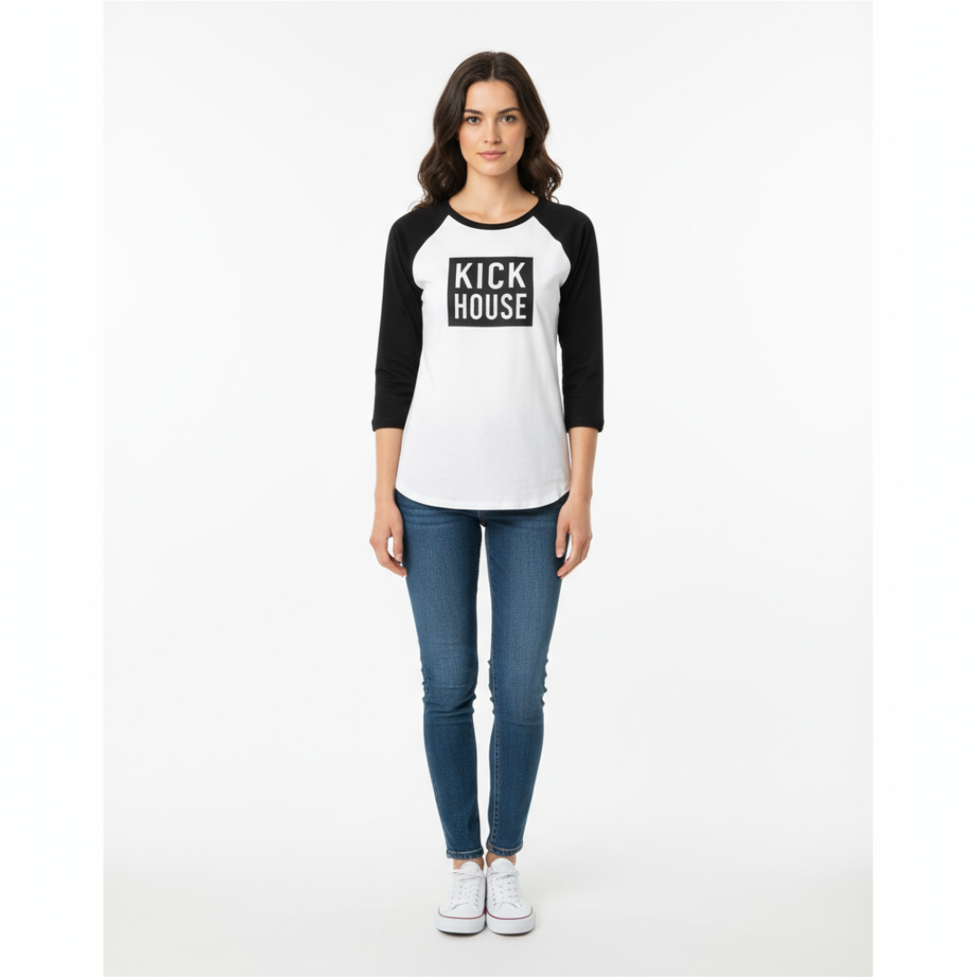 Ladies 3/4 Sleeve Raglan Kickhouse Boxing