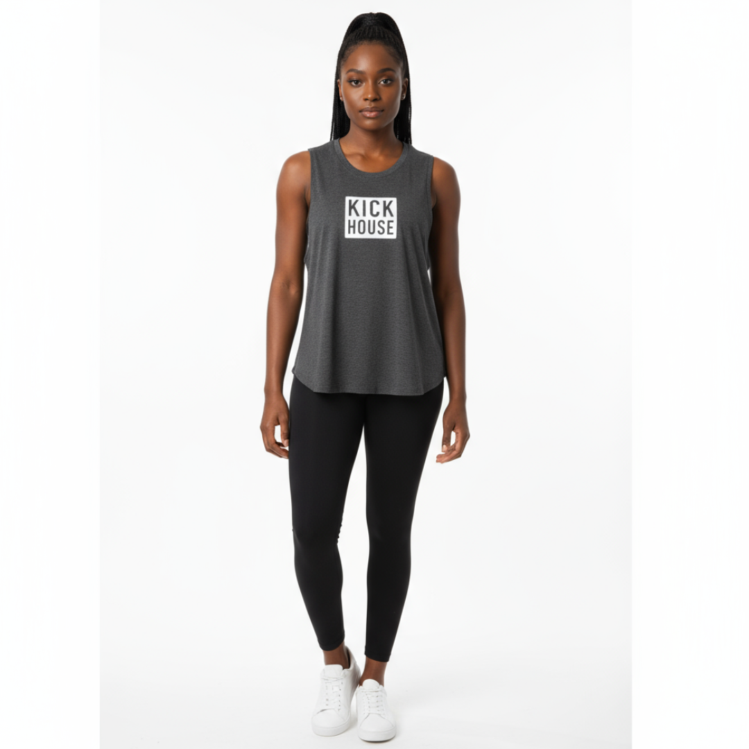 Stacked Logo Women's Racer back Cropped Tank Kickhouse Boxing